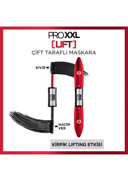 3 Adet Loreal Paris Pro Xxl Lift Maskara Siyah Ve Rosıe Pamuk 60'Lı
