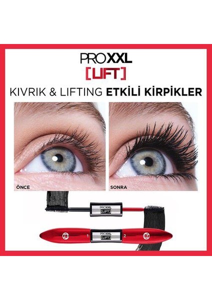 3 Adet Loreal Paris Pro Xxl Lift Maskara Siyah Ve Rosıe Pamuk 60'Lı