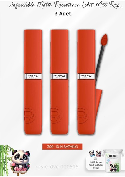 3 Adet Infaillible Matte Likit Mat Ruj - 300 Sun Bathing ve Rosıe