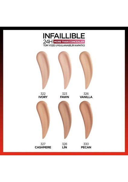 L'Oréal Paris 3 Adet Infaillible More Than Concealer 327 Cashmere ve Rosie