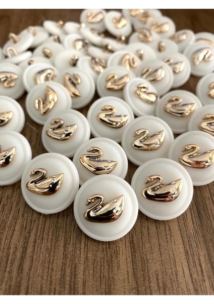21,5 mm Ayaklı Beyaz Gold Metalize Kuğu DÜĞME(8ADET)