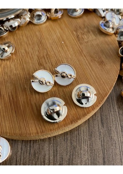 11,5 mm Gold Ayaklı Beyaz Mineli Metalize Fermuar Düğme(20 Adet) fiyatları