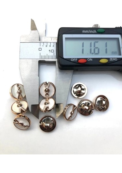 11,5 mm Gold Ayaklı Beyaz Mineli Metalize Fermuar Düğme(20 Adet) modelleri