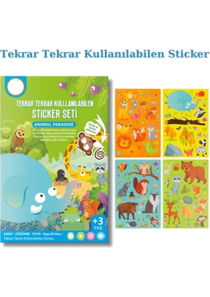 Tekrar Kullanılabilen Sticker Seti Anımal Paradise Kitap