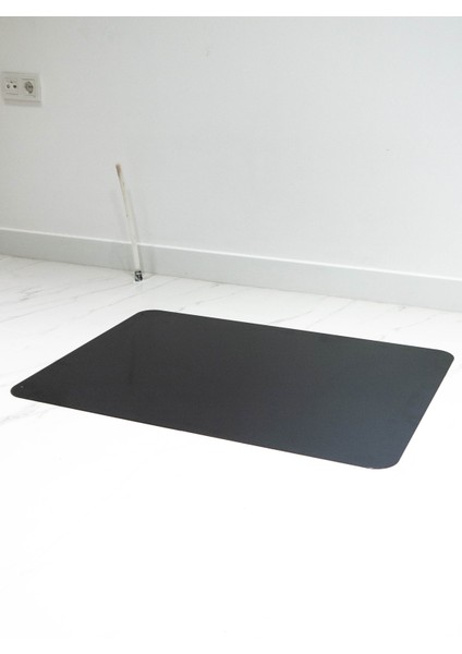 Siyah Büyük Kuzine Soba Tablası Altlığı (Temizliği Kolay Düz Estetik Büyük Kuzine Tablası) 95 cm x 59 cm)