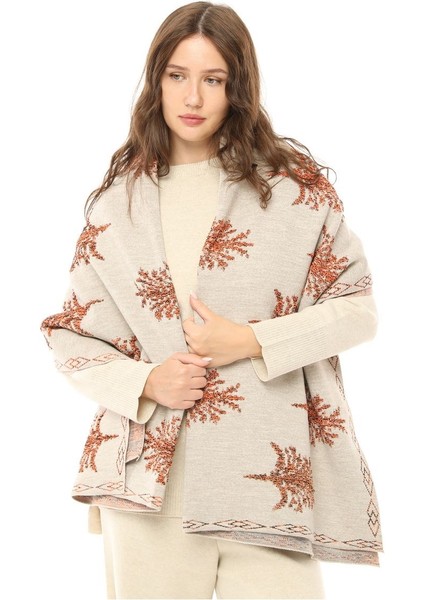 Kadın Çınar Desenli Kalın Omuz Şalı modelleri