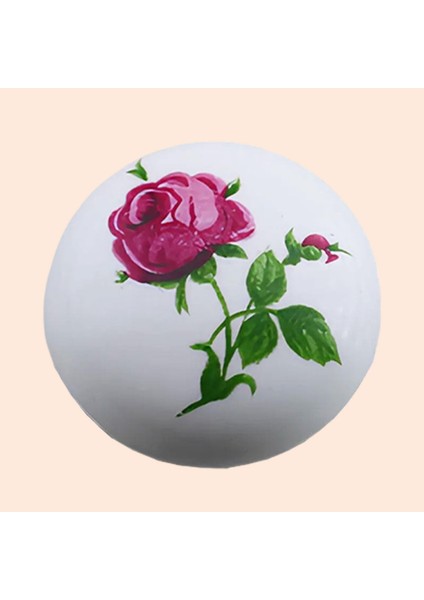 8 Adet Pembe Gül Desenli Beyaz Polimer Düğme Kulp Mantar Mobilya Mutfak Dolabı Çekmece Kulbu Kulpları