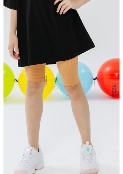 Kız Çocuk Kapri Tayt Armalı Taşlı 9-14 Yaş, Açık Kahverengi fiyatları