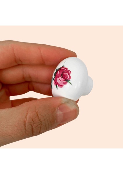 15 Adet Pembe Gül Desenli Beyaz Polimer Düğme Kulp Mantar Mobilya Mutfak Dolabı Çekmece Kulbu Kulpları fırsatları