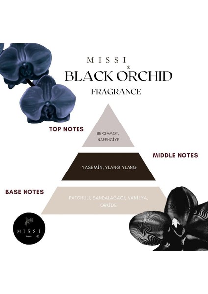 130 ml Elips Cam Şişe Seramik Çiçek Taşlı Bambu Çubuklu Black Orchid Oda Kokusu