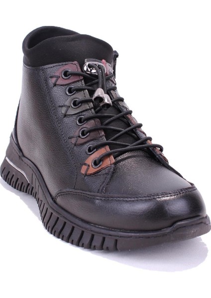 Dza07-122042651 Siyah Günlük Düz Taban Deri Kadın Bot