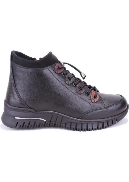 Dza07-122042651 Siyah Günlük Düz Taban Deri Kadın Bot fiyatları