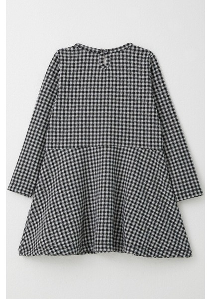 Kız Çocuk Uzun Kollu Elbise Kaz Ayağı Desenli Fiyonklu 3-8 Yaş, Siyah fiyatları