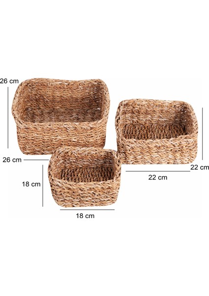 3'lü Set Kare Organizer Sepet Bej 241682 fırsatları