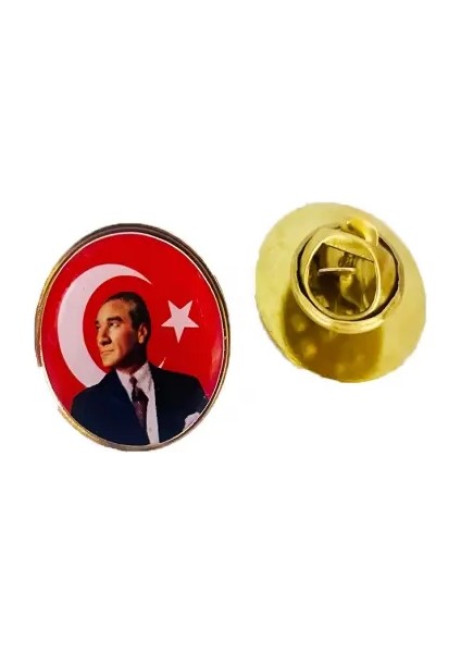Atatürk Sivil Bayraklı Yaka Rozeti (10'adet) 20 mm