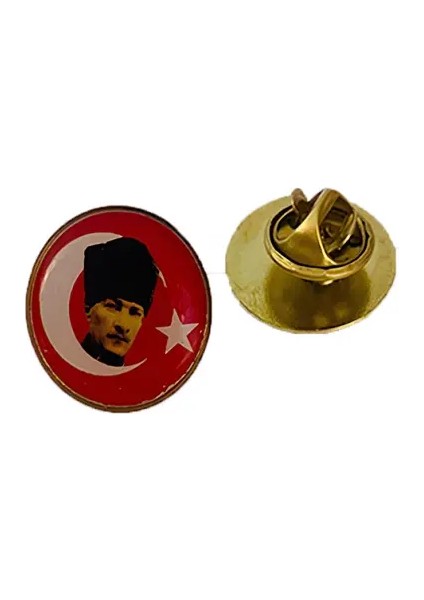 Atatürk Kalpaklı Bayrak Yaka Rozeti (35'adet) 20 mm