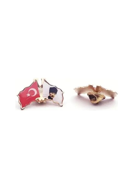 Ikili Kalpaklı Türk Bayrağı ve Atatürk Yaka Rozeti (30'adet)