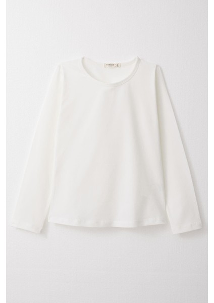 Kız Çocuk Uzun Kollu Tişört Basic 8-12 Yaş, Ekru