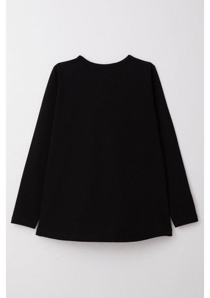 Kız Çocuk Uzun Kollu Tişört Yazılı Papatya Baskılı 10-16 Yaş, Siyah fiyatları