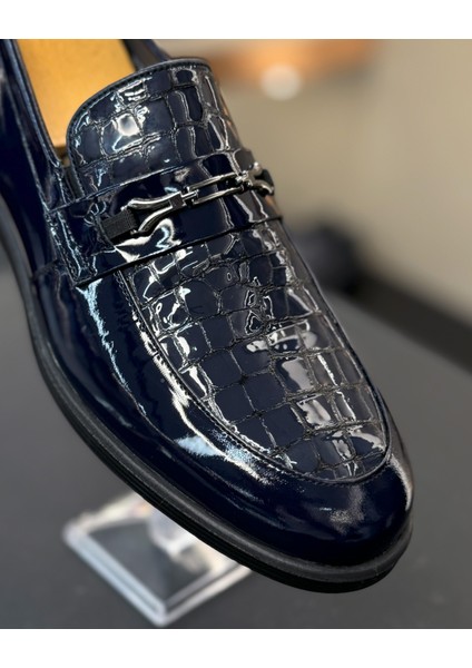 Italyan Stil Iç Dış Naturel Rugan Erkek Ayakkabı Lacivert T12311 fiyatları