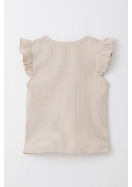 Kız Çocuk Tişört Kemer Boy Yakası Zincir Aksesuarlı 9-14 Yaş, Bej fiyatları