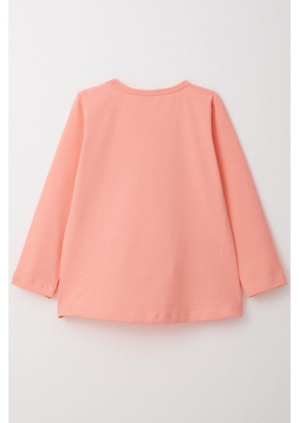 Kız Çocuk Uzun Kollu Tişört Kelebekli Yazı Baskılı 3-8 Yaş, Somon fiyatları