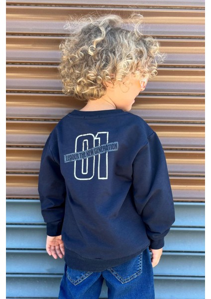Erkek Çocuk Sweatshirt Yazı Baskılı 4-8 Yaş, Lacivert