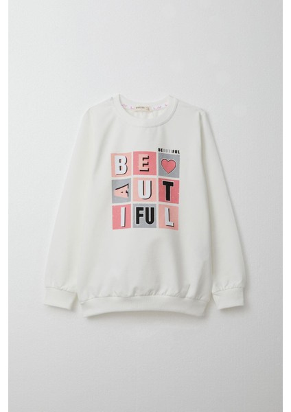 Kız Çocuk Eşofman Takım Renkli Yazı Baskılı 8-12 Yaş, Beyaz fiyatları