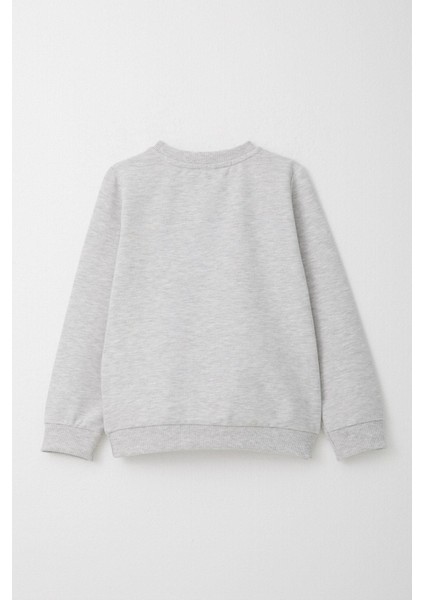 Kız Çocuk Eşofman Takım Simli Yazı Baskılı Sevimli Ayıcıklı 1.5-5 Yaş, Açık Gri Melanj fırsatları