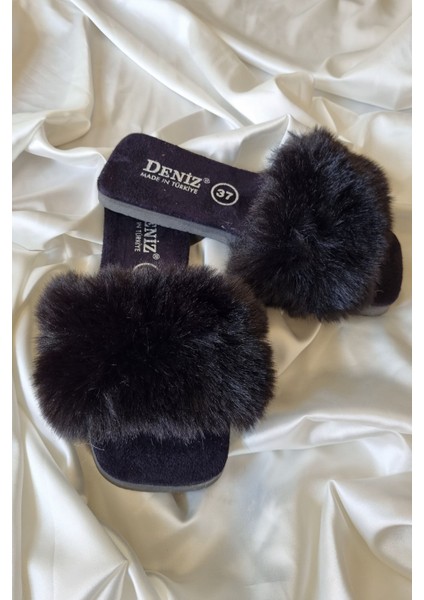 Kadın Yeni Sezon Yumuşak Bol Tüylü Tek Bantlı Misafir Çeyizlik Terlik