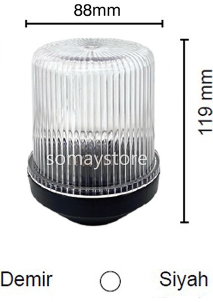 SL25 Tekne Direk Başı Demir Feneri Siyah Gövde 12V 88 x 119 mm