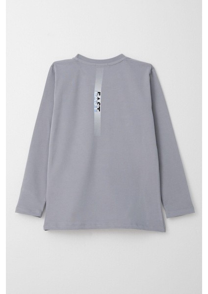 Erkek Çocuk Uzun Kollu Tişört Yazı Baskılı 6-12 Yaş, Gri fiyatları