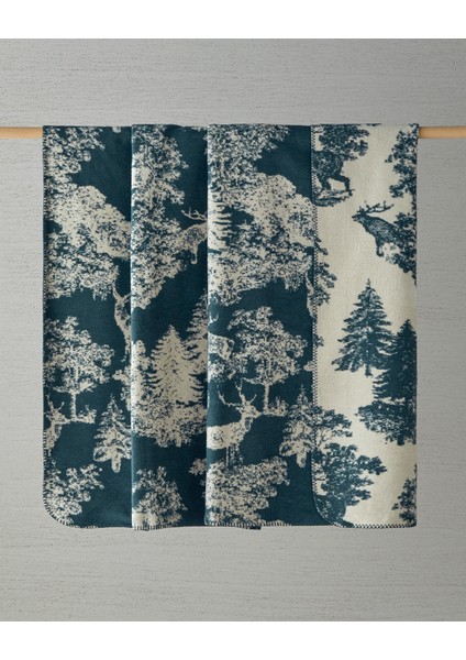 Forest Toile Pamuklu King Size Battaniye 220X240 cm Yeşil