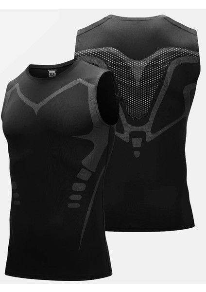 Erkek Fitness Hızlı Kuruma Nefes Alabilen Çapraz Daraltma Tipi Kolsuz Spor T-Shirt