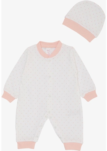 Kız Bebek Tulum Minik Puantiye Desenli 0-6 Ay, Beyaz