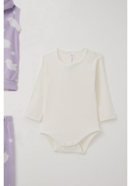 Kız Bebek Zıbınlı 3 Lü Takım Polar Yıldız Desenli 4 Ay-1 Yaş, Lila