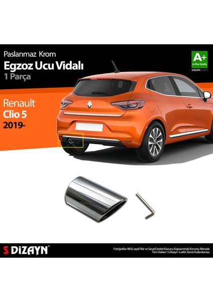 Clio 5 Egzoz Ucu Krom Vidalı 2020 2021 2022 2023 2024