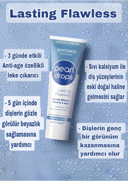 2 Adet - Pearl Drops Lastıng-Sıvı Kalsiyum ile Anti-Age Özellikli, Leke Çıkarıcı,Beyazlatıcı 3 Günde Etkili Diş Macunu 75ml.