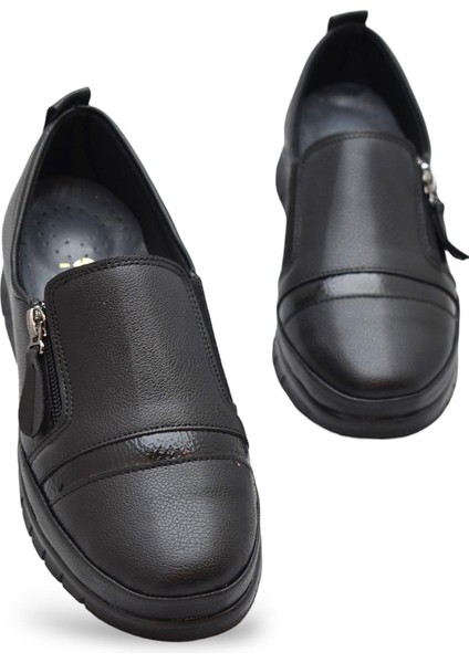 0243 Fermuarlı Rahat Ortopedik Taban Günlük Kadın Ayakkabı Babet Kadın Kışlık Ayakkabı