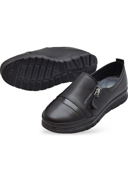 0243 Fermuarlı Rahat Ortopedik Taban Günlük Kadın Ayakkabı Babet Kadın Kışlık Ayakkabı fiyatları