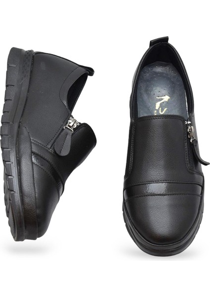 0243 Fermuarlı Rahat Ortopedik Taban Günlük Kadın Ayakkabı Babet Kadın Kışlık Ayakkabı modelleri