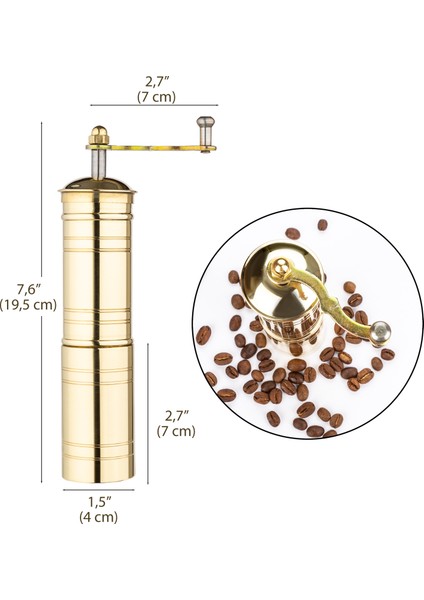 Glıos Pirinç El Değirmeni Öğütücü Grinder 20 cm