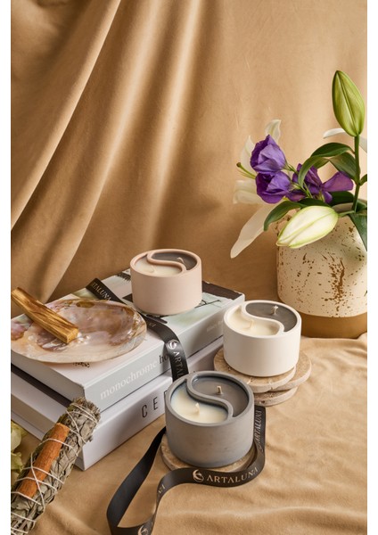 El Yapımı Yin-Yang Beton Soya Mum