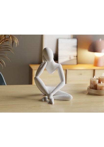 Meditasyon Modern Biblo Masa Üstü Mermer Görünümlü Beyaz Plastik