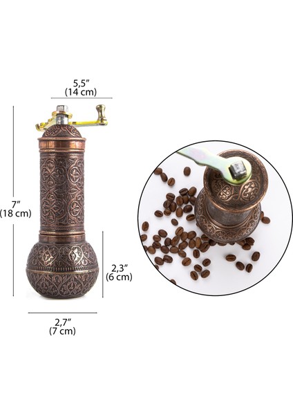 Glıos Bakır Zamak El Değirmeni 18 cm