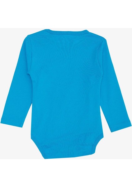 Erkek Bebek Çıtçıtlı Zıbın Body Mutlu Dinozor Baskılı 9 Ay-3 Yaş, Mavi