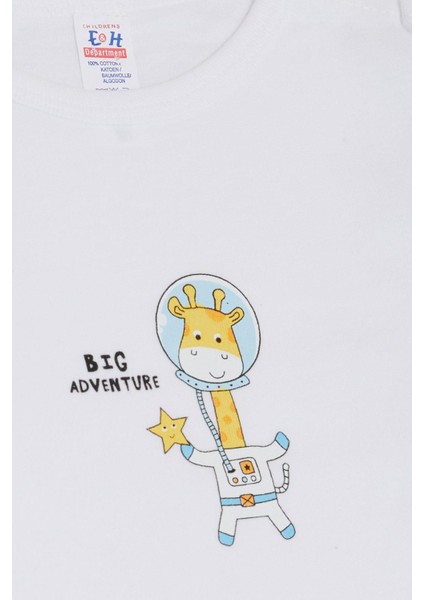 Erkek Bebek Çıtçıtlı Zıbın Body Astronot Zürafa Baskılı 9 Ay-3 Yaş, Beyaz modelleri