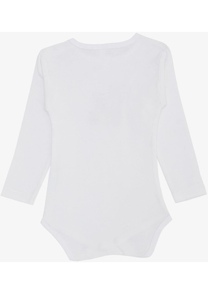 Erkek Bebek Çıtçıtlı Zıbın Body Şoför Timsahcık Baskılı 9 Ay-3 Yaş, Ekru