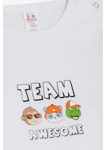 Erkek Bebek Çıtçıtlı Zıbın Body Sevimli Takım Arkadaşları Baskılı 9 Ay-3 Yaş, Beyaz modelleri