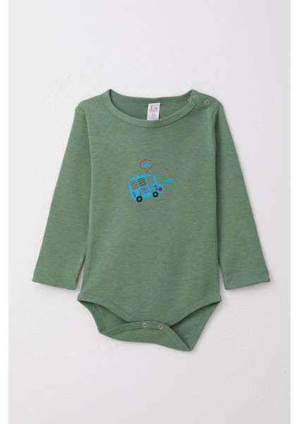 Erkek Bebek Çıtçıtlı Zıbın Body Araba Baskılı 9 Ay-3 Yaş, Yeşil